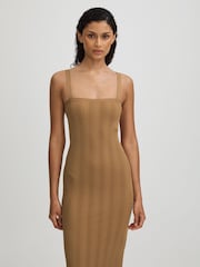 Good American Tan Good American Plisse Maxi Dress - Image 3 of 5