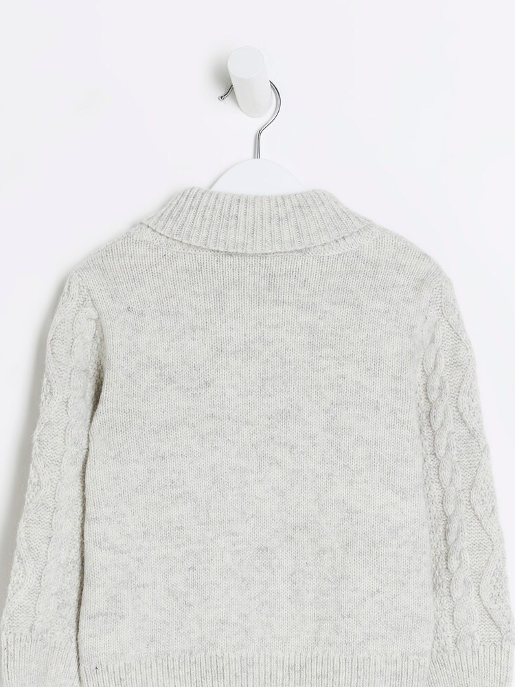 River Island Grey Cable Shawl Jumper - Image 2 of 4