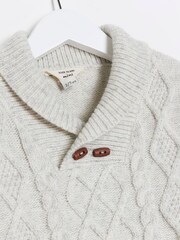 River Island Grey Cable Shawl Jumper - Image 3 of 4