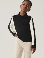 River Island Black Chrome Boys Mono Blocking Polo Shirt - Image 2 of 6