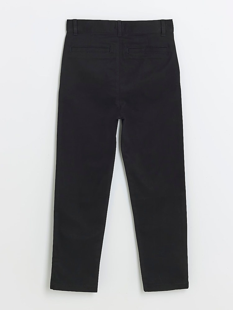 River Island Black Boys Smart Chino 100% Cotton Trousers - Image 2 of 4