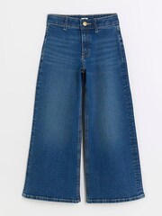 River Island Blue Girls Wide Leg 100% Cotton Jeans - Image 1 of 1