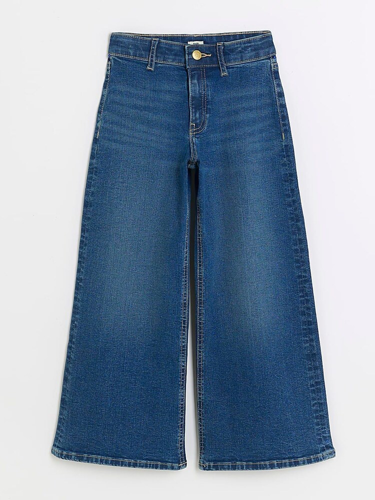 River Island Blue Girls Wide Leg 100% Cotton Jeans - Image 1 of 1