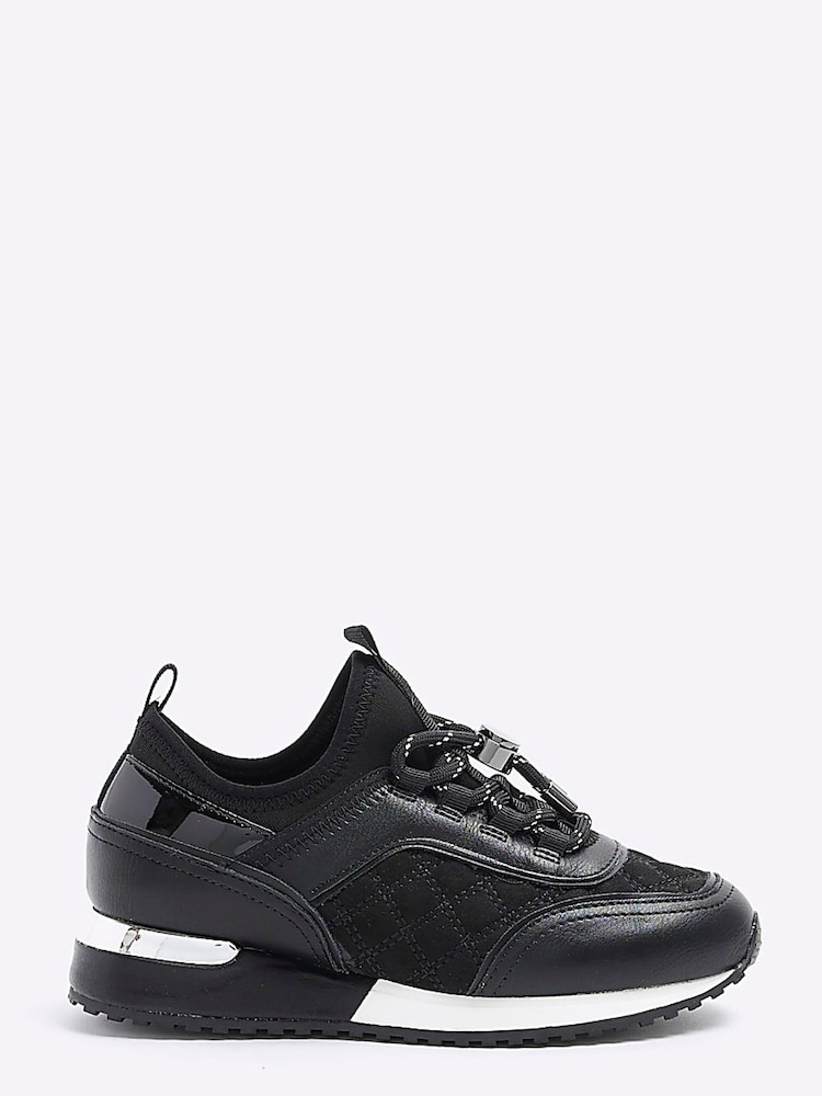River Island Black Girls Quilted Runner Trainers - Image 1 of 5