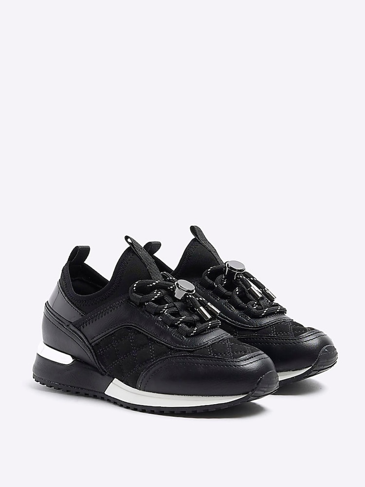River Island Black Girls Quilted Runner Trainers - Image 2 of 5