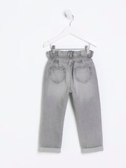 River Island Grey Girls Heart Pocket Paperbag 100% Cotton Jeans - Image 2 of 5