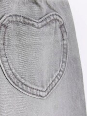 River Island Grey Girls Heart Pocket Paperbag 100% Cotton Jeans - Image 5 of 5