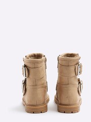 River Island Brown Girls Shearling Biker Boots - Image 4 of 5