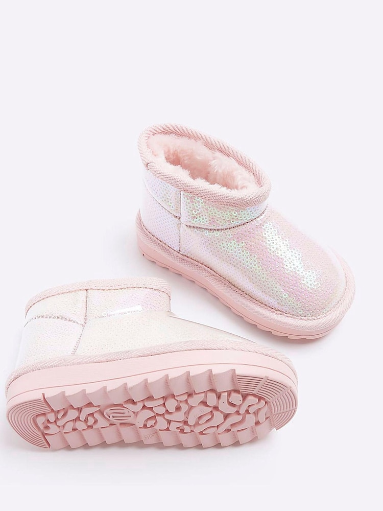 River Island Pink Girls Sequin Vinyl Boots - Image 5 of 5