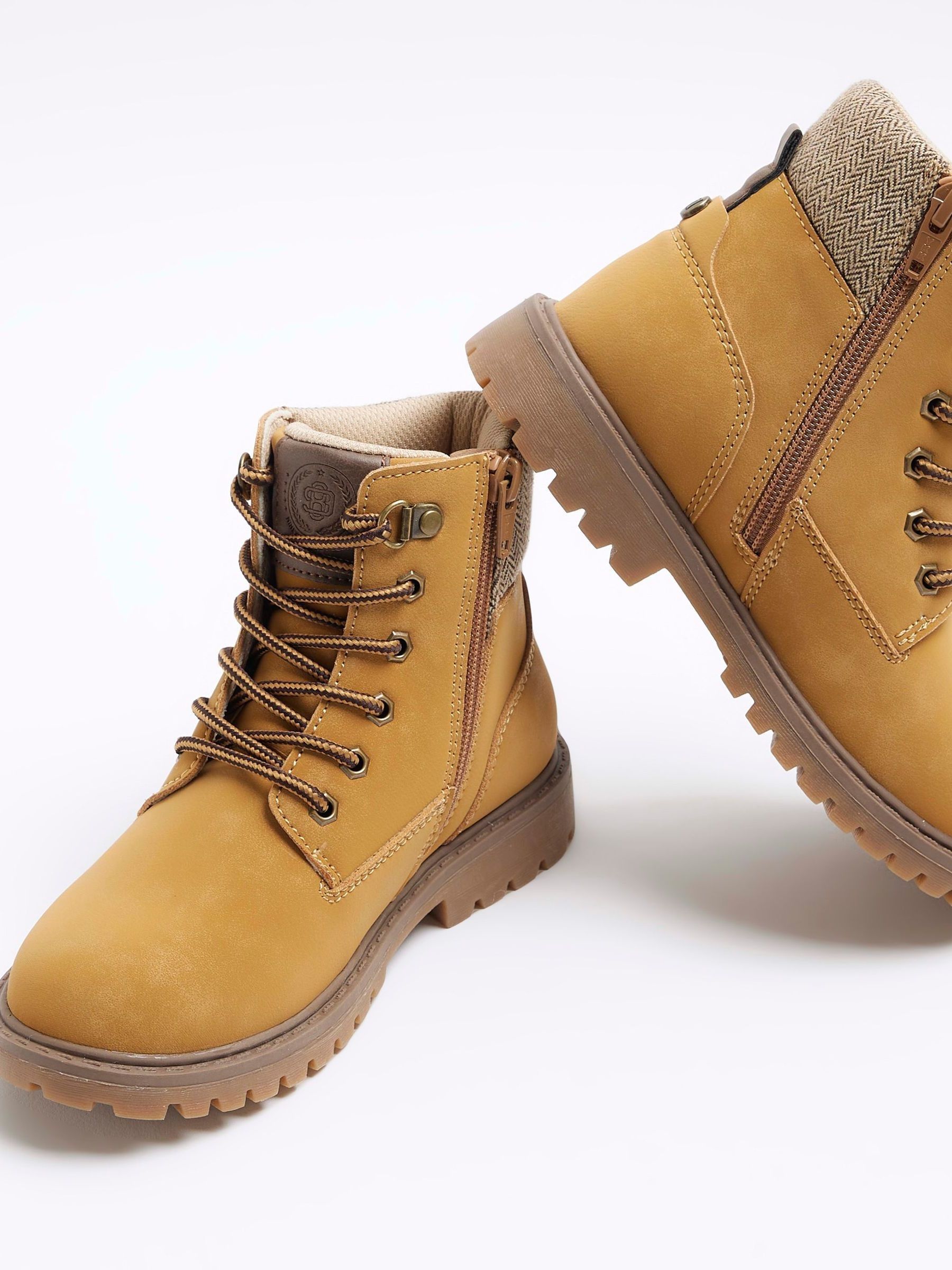 Buy River Island Brown Boys Worker Boots from Next Luxembourg