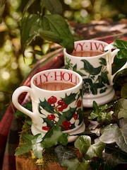 Emma Bridgewater Set of 2 Cream Holly & Ivy 1/2 Pint Mugs Boxed - Image 1 of 6