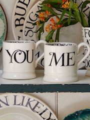 Emma Bridgewater Cream Black Toast you & me set of 2 1/2 Pint Boxed Mugs - Image 1 of 5