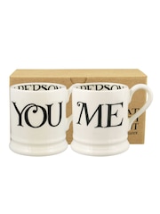 Emma Bridgewater Cream Black Toast you & me set of 2 1/2 Pint Boxed Mugs - Image 2 of 5