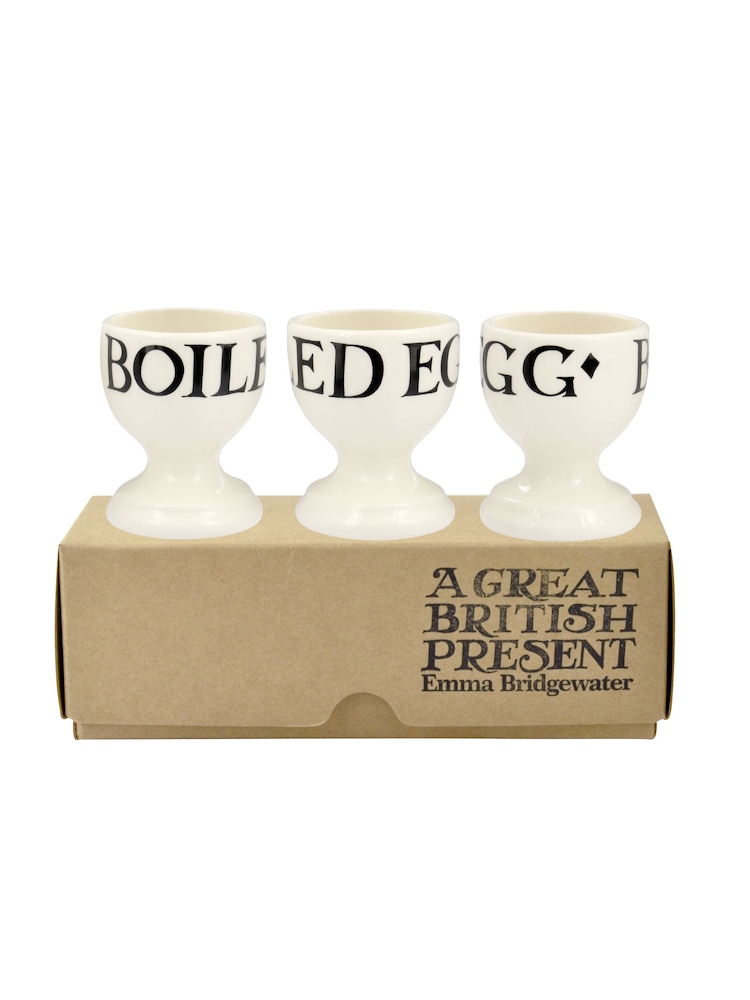 Emma Bridgewater Cream Black Toast set of 3 Egg Cups Boxed - Image 2 of 2