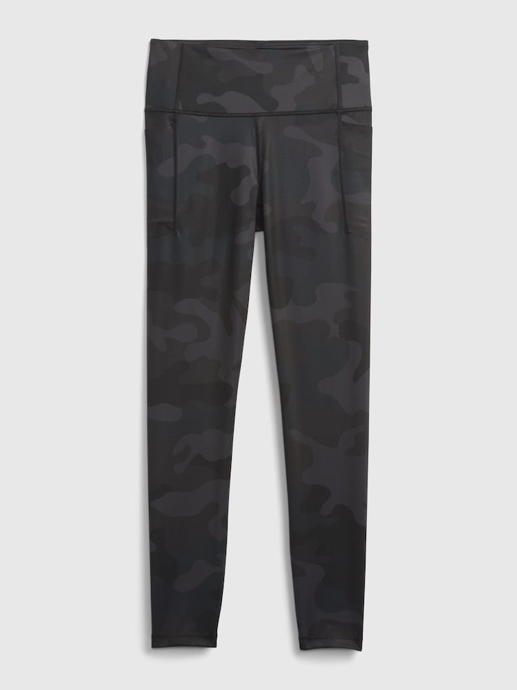 Gap Black Camo High Waisted Power Stretch Full Length Pocket Leggings - Image 3 of 3