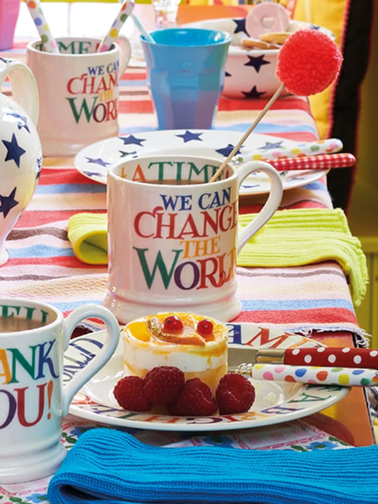Emma Bridgewater Cream Rainbow toast change the world 1/2 Pint Mug - Image 1 of 5