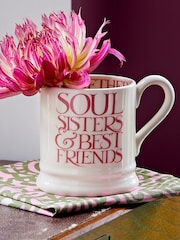 Emma Bridgewater Cream Pink Toast Soul Sisters 1/2 Pint Mug - Image 1 of 5