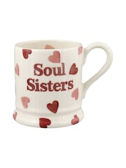Emma Bridgewater Cream Pink Hearts Soul Sisters 1/2 Pint Mug - Image 2 of 5