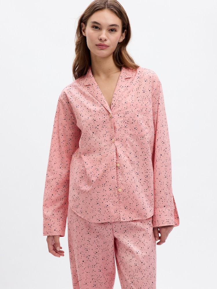 Gap Pink Relaxed Poplin Pyjama Top - Image 1 of 1