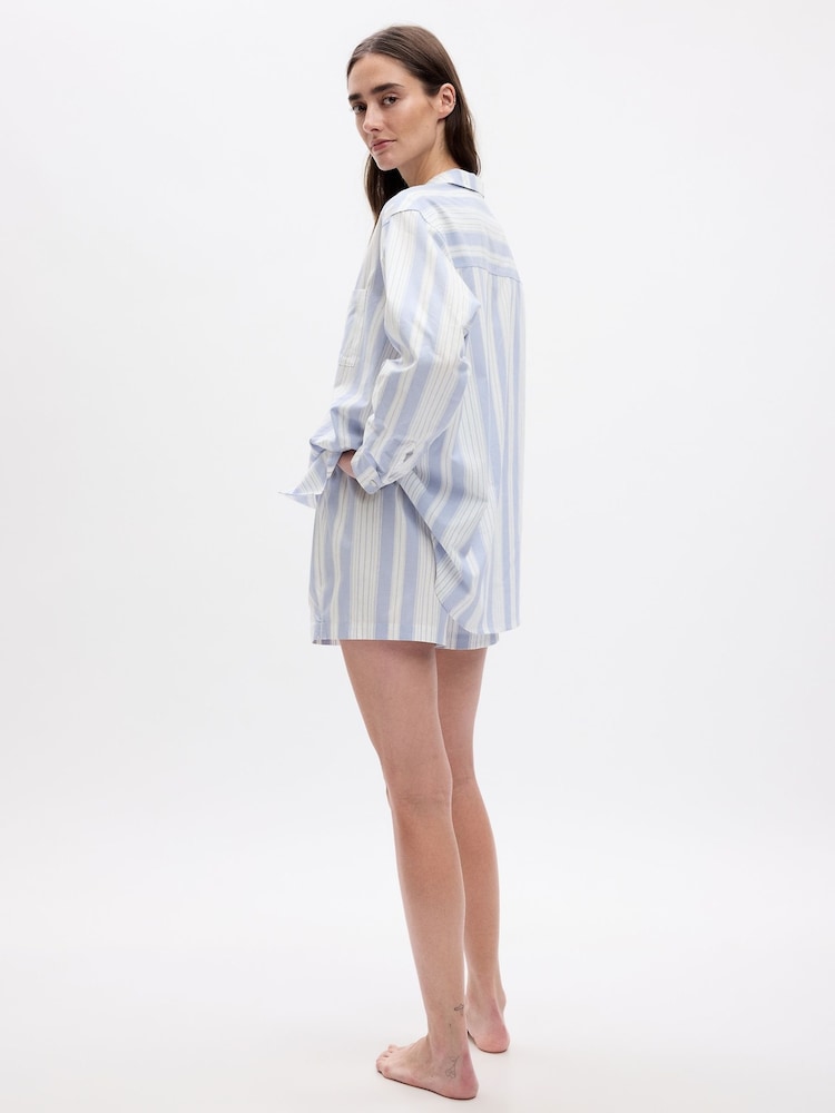 Gap Blue & White Stripe Poplin Pyjama Shirt - Image 2 of 2 Gap Blue & White Stripe Poplin Pyjama Shirt - Image 2 of 2