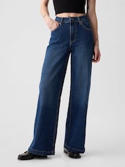 Gap Dark Wash Blue High Waisted Stride Wide-Leg Jeans - Image 1 of 10
