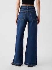 Gap Dark Wash Blue High Waisted Stride Wide-Leg Jeans - Image 2 of 10