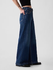 Gap Dark Wash Blue High Waisted Stride Wide-Leg Jeans - Image 3 of 10