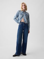 Gap Dark Wash Blue High Waisted Stride Wide-Leg Jeans - Image 6 of 10