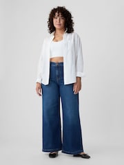 Gap Dark Wash Blue High Waisted Stride Wide-Leg Jeans - Image 7 of 10