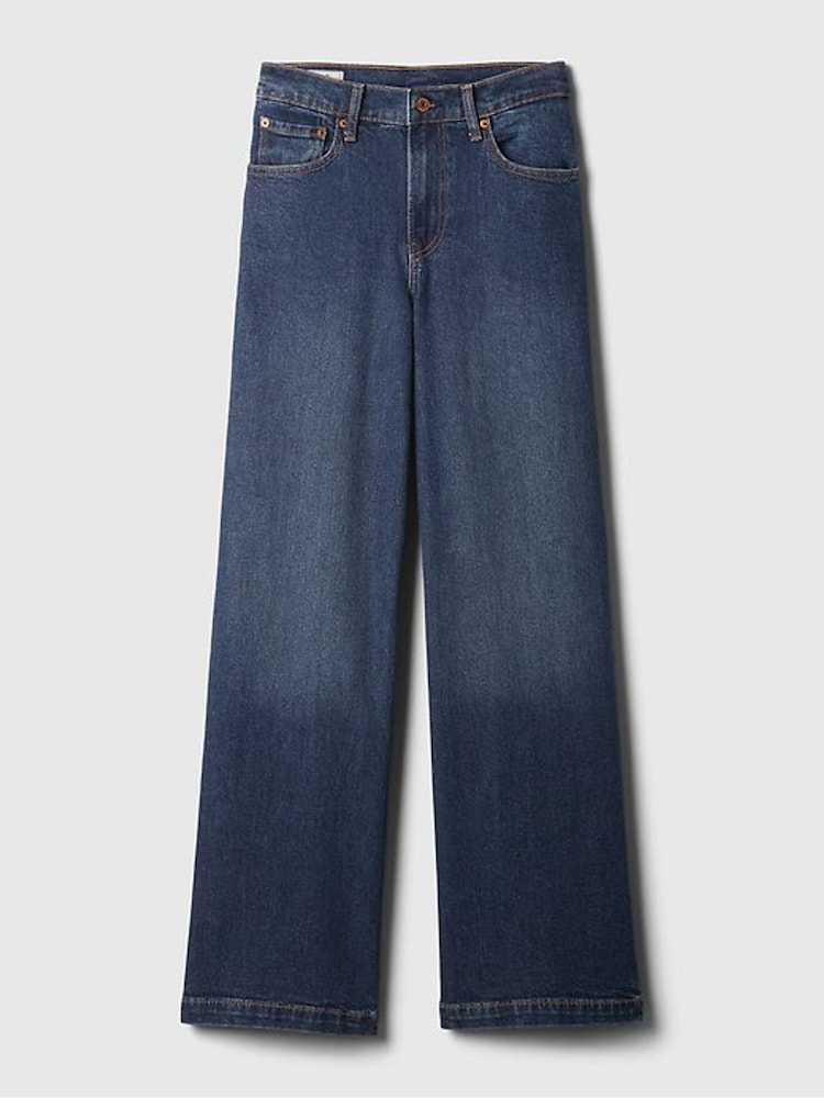 Donkerblauwe wassing - Gap jeans met hoge taille en wijde pijpen - Image 9 of 10