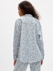 Gap Blue Ditsy Floral Poplin Pyjama Shirt - Image 2 of 4