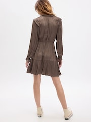 Gap Brown Split Neck Tiered Long Sleeve Mini Dress - Image 2 of 2