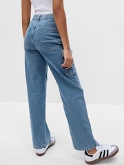 Gap Light Indigo Blue Mid Rise 90s Loose Cargo Jeans - Image 6 of 7
