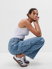 Gap Light Indigo Blue Mid Rise 90s Loose Cargo Jeans - Image 7 of 7
