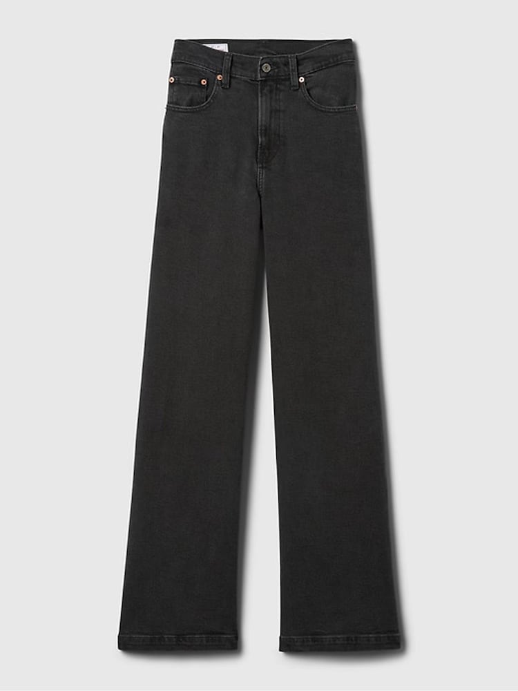 Zwart - Gap jeans met hoge taille en wijde pijpen - Image 10 of 11