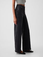 Gap Black High Waisted Stride Wide-Leg Jeans - Image 6 of 11