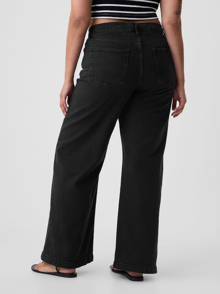 Zwart - Gap jeans met hoge taille en wijde pijpen - Image 8 of 11