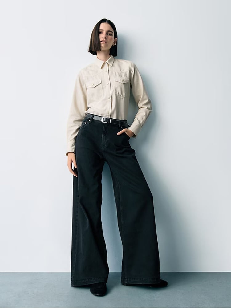 Zwart - Gap jeans met hoge taille en wijde pijpen - Image 9 of 11
