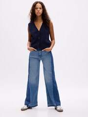 Gap Zweifarbige Jeans mit hohem Bund und weitem Bein - Bild 3 von 6