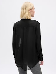 Gap Black Beaded Sheer Boyfriend Shirt - Image 2 of 2
