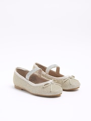 River Island Gold Diamonte Strap Girls Pumps - Image 2 of 5