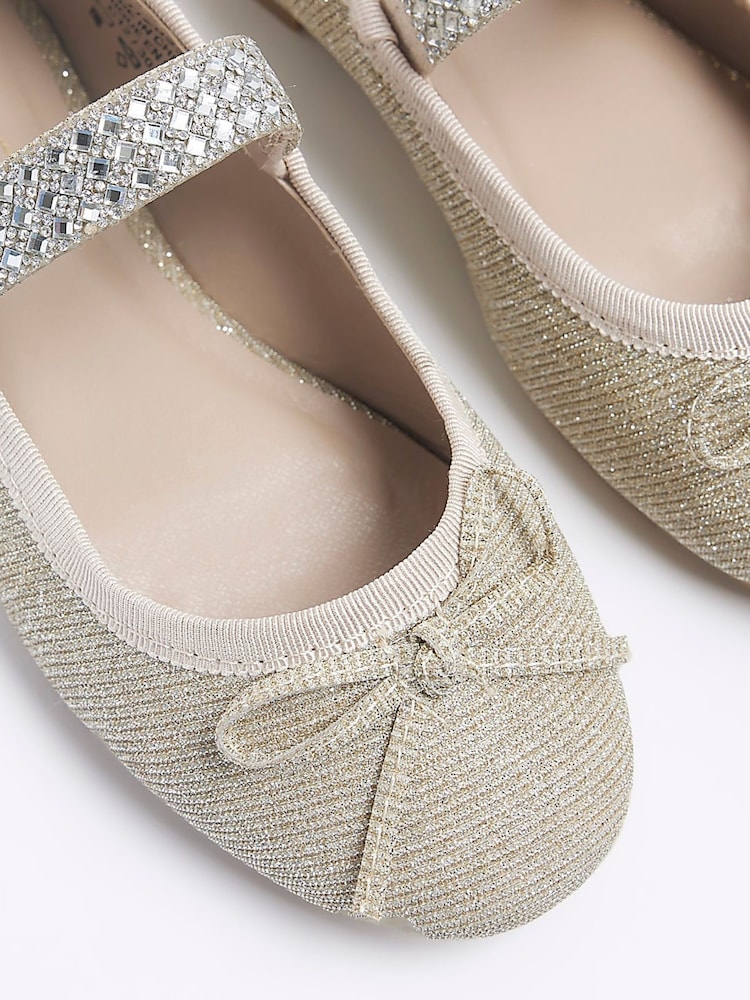 River Island Gold Diamonte Strap Girls Pumps - Image 5 of 5