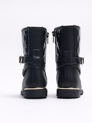 River Island Black Girls Heart Buckle Knee High Boots - Image 3 of 5