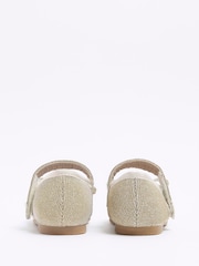 River Island Gold Girls Velvet Diamonte Strap Pumps - Image 2 of 4