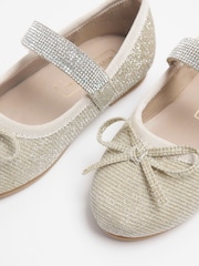 River Island Gold Girls Velvet Diamonte Strap Pumps - Image 4 of 4