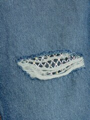 River Island Blue Mom Girls Diamante Fishnet Knee Jeans - Image 3 of 4