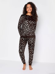 M&Co Black Foil Minky Fleece Pyjamas Set - Image 2 of 4