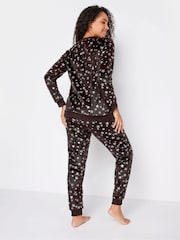 M&Co Black Foil Minky Fleece Pyjamas Set - Image 3 of 4
