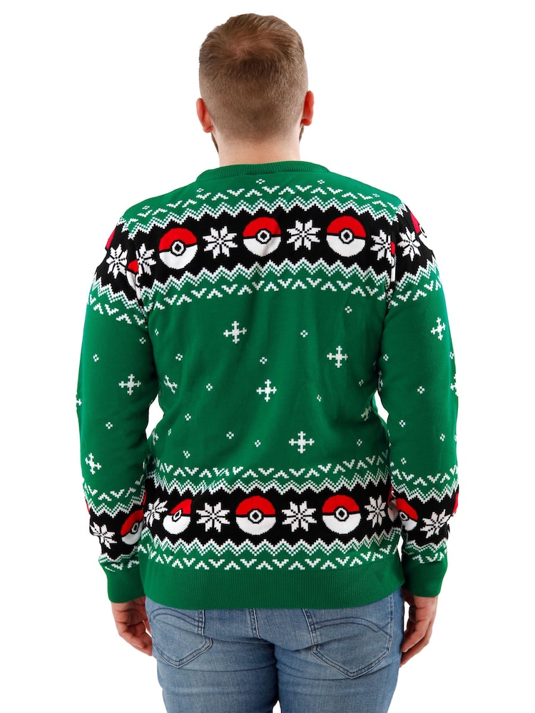 Character Green Mens Pokemon Christmas Jumper - Image 2 of 4