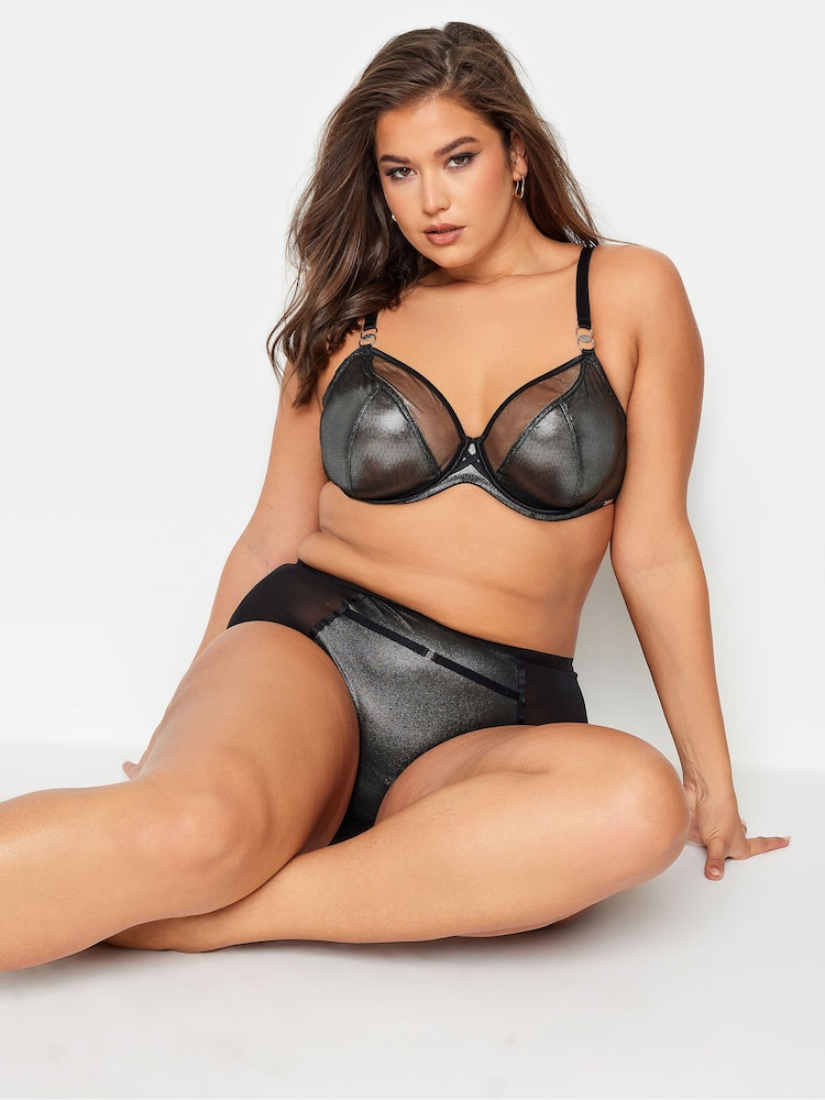 Yours Curve Silver Sheer Shimmer UnderWired Non Padded Bra - Image 2 of 6